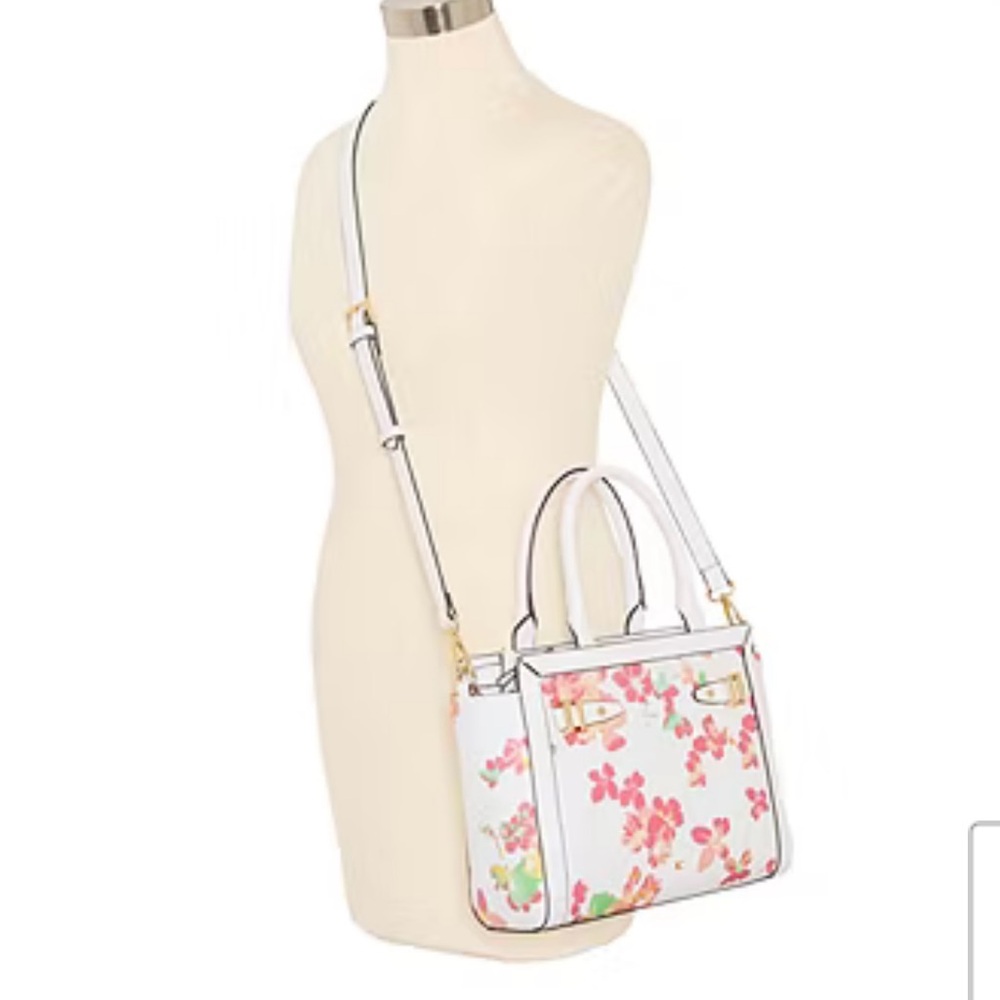 Liz Claiborne Satchel pink Floral handbag crossbody purse shoulder bag - Picture 4 of 16